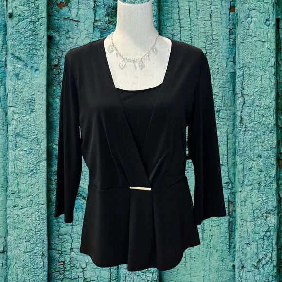 WHBM 3/4 Sleeve Pullover Blouse Black Size Large - Picture 6 of 7